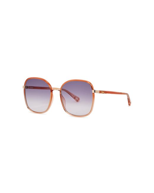 Chloé Purple Franky Square-Frame Sunglasses, Sunglasses