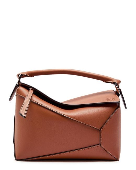 Loewe Brown Puzzle Edge Small Leather Top Handle Bag