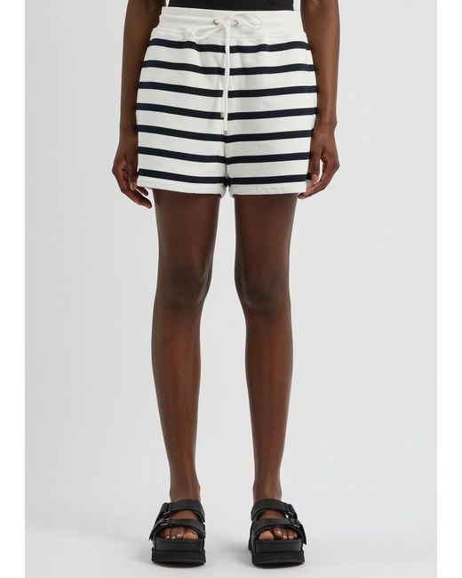 FRAME White Varsity Striped Cotton-Blend Shorts