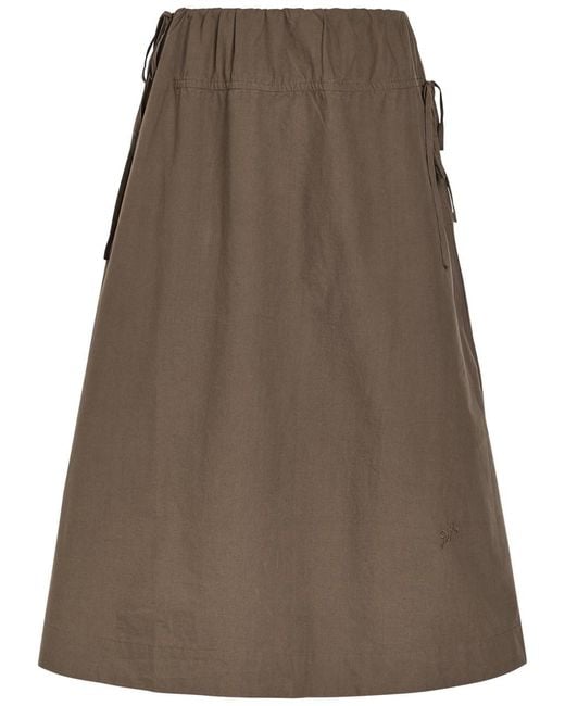 Damson Madder Brown Caspia Cotton-Poplin Midi Skirt