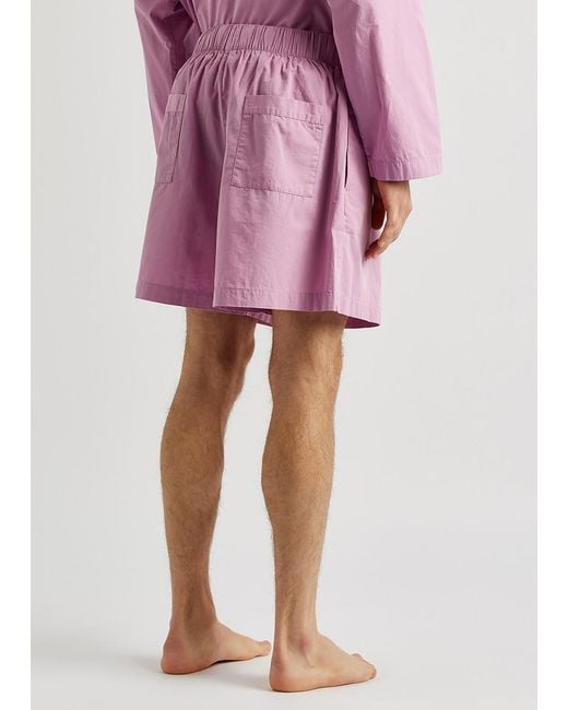 Tekla Purple Poplin Pyjama Shorts for men
