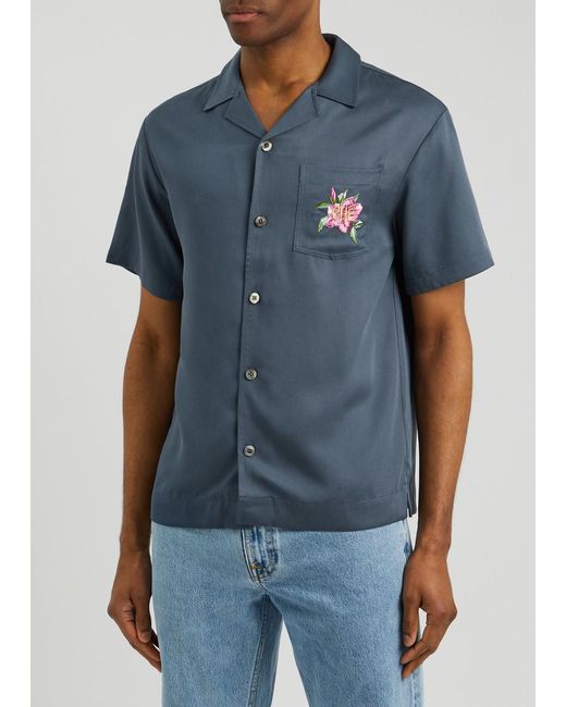 CHE Blue Breeze Logo-Embroidered Twill Shirt for men