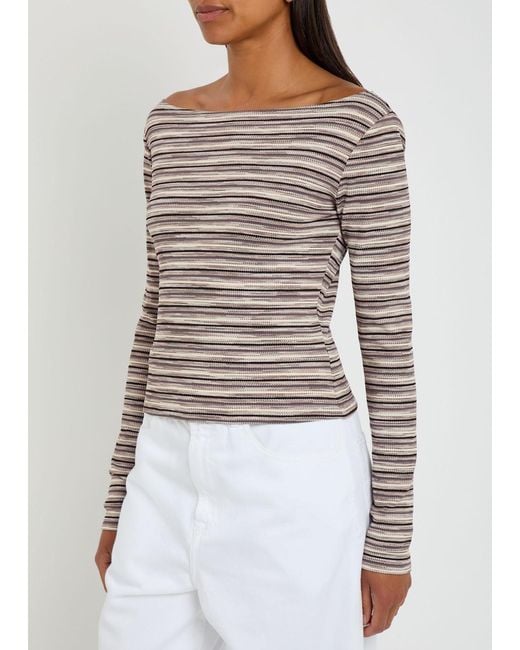 Reformation Brown Wiley Striped Fine-Knit Top