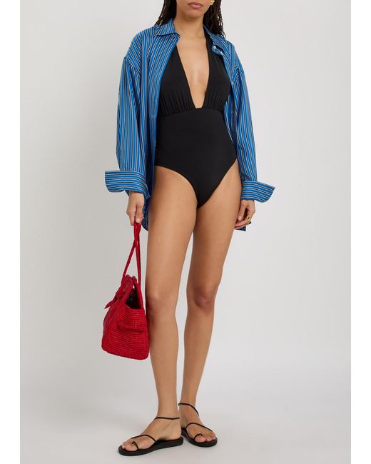 Max Mara Black Calle Halterneck Stretch-Polyamide Swimsuit