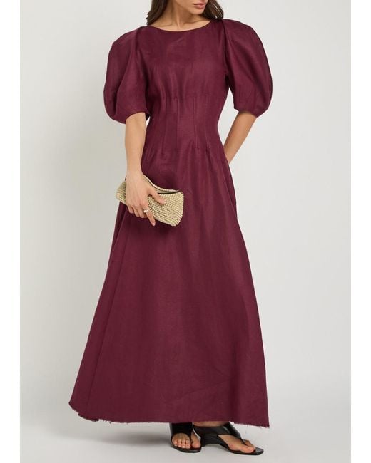 Gabriela Hearst Yellow Ranya Linen Maxi Dress