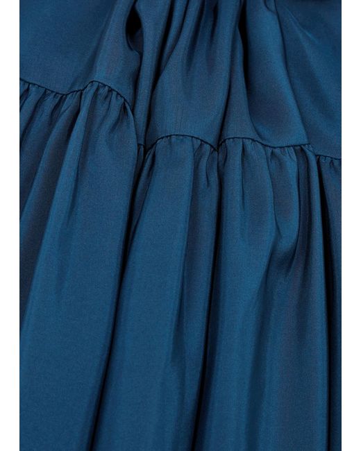 Eileen Fisher Blue Tiered Silk Midi Dress