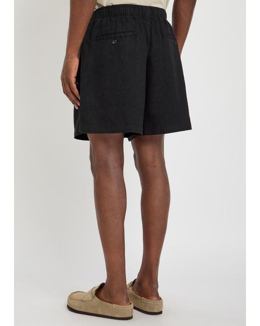 MKI Miyuki-Zoku Black Logo-Embroidered Linen Swim Shorts for men