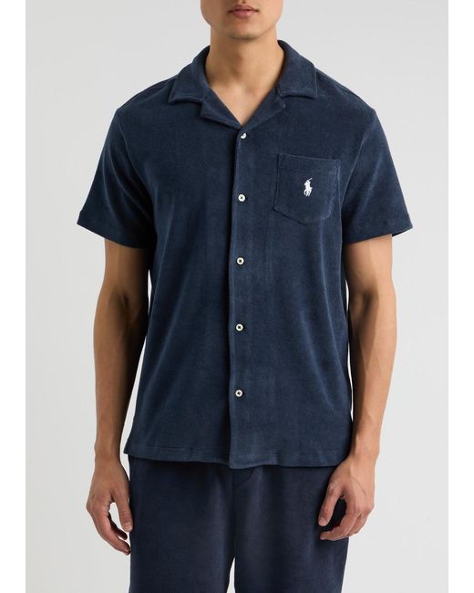 Polo Ralph Lauren Blue Spa Logo-Embroidered Terry Shirt for men