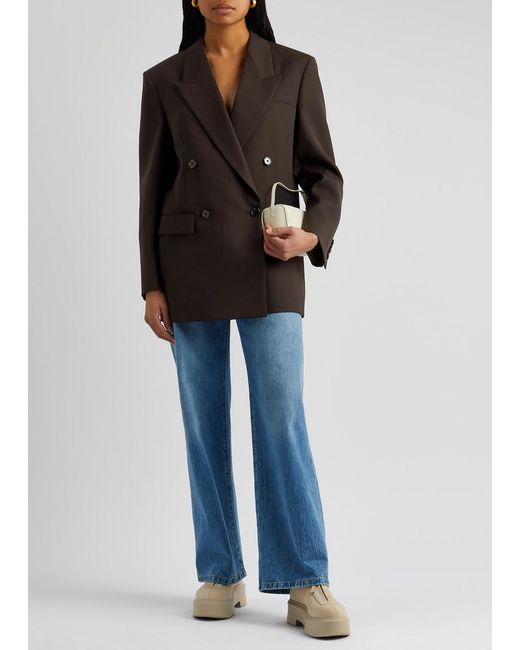 The Row Brown Myriam Double-breasted Wool Blazer