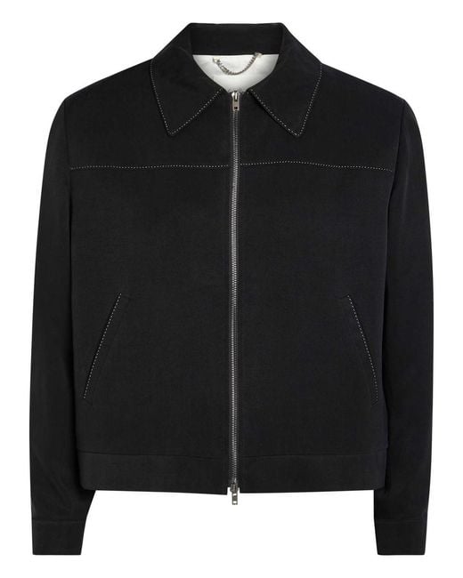 Second Layer Black Herman Contrast-Stitch Twill Jacket for men