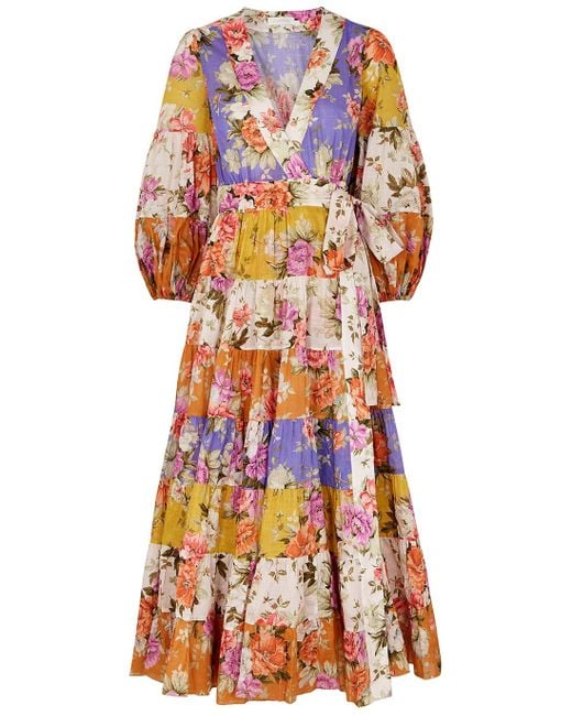 Zimmermann Pattie Floral-print Cotton Wrap Dress | Lyst UK