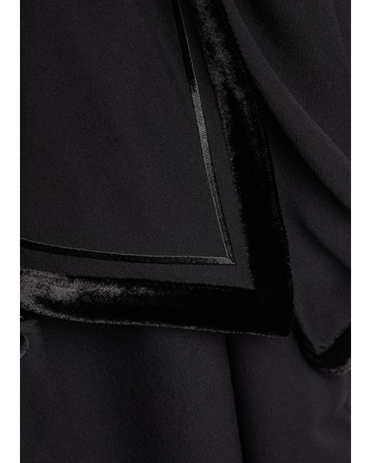 FRAME Black The Velvet Trim Silk-Chiffon Blouse