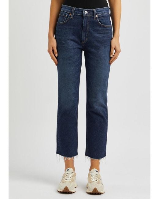 Citizens of Humanity Blue Daphne Cropped Straight-leg Jeans