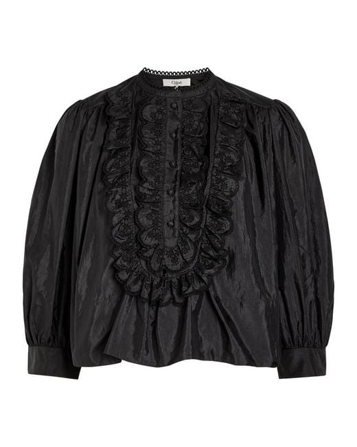 Chloé Black Ruffled Shell Blouse