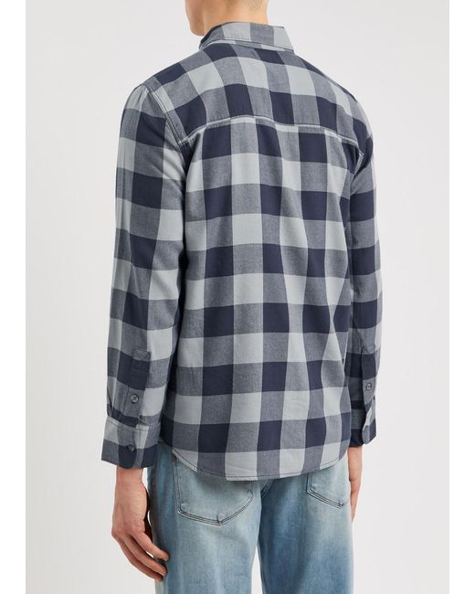 PAIGE Blue Everett Checked Flannel Shirt for men