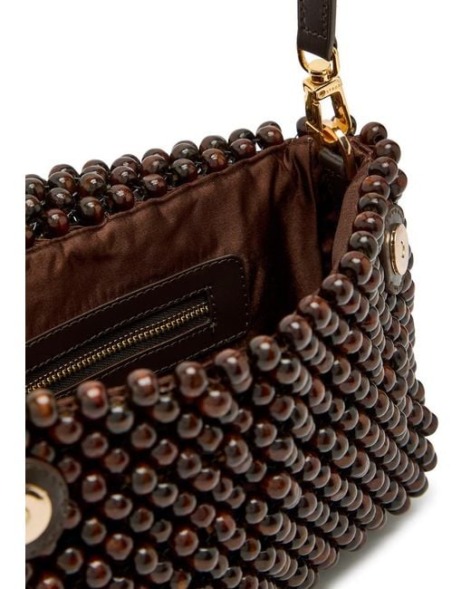 Staud Brown Timmy Beaded Shoulder Bag