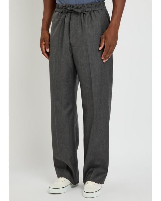 Officine Generale Gray Nilson Wool And Cashmere-Blend Trousers for men