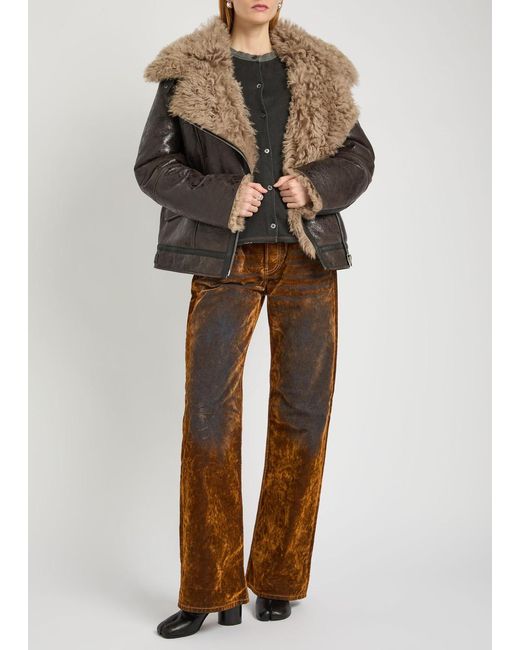 Acne Black Leather Shearling Jacket