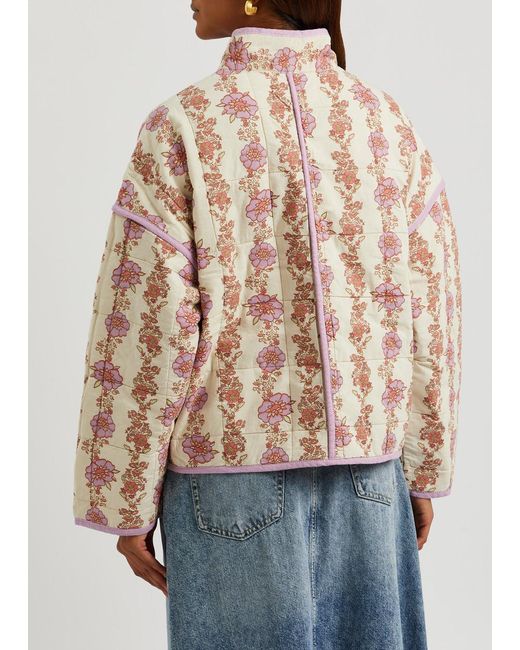 Free People Natural Chloe Floral-print Quilted Cotton Jacket