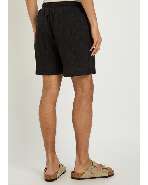Raith Black Silvano Crinkled Cotton Shorts for men