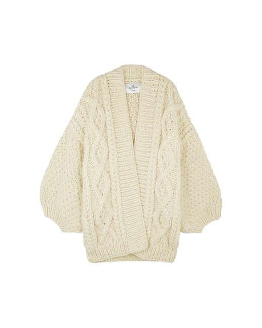 Mr. Mittens Natural Chunky Cable-Knit Wool Cardigan