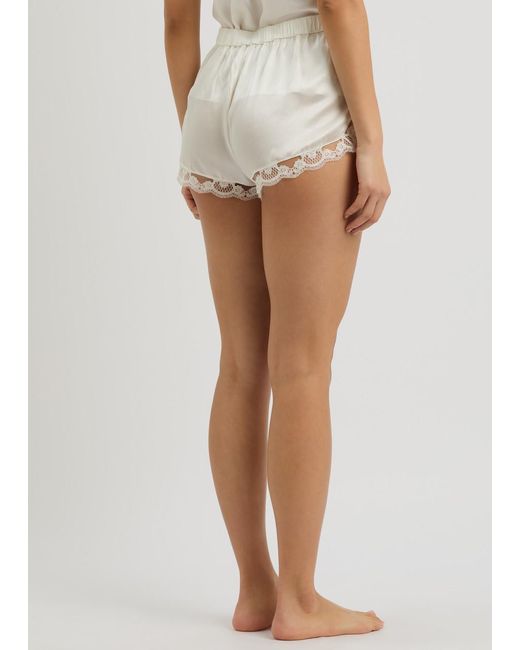 Simone Perele White Love Me Lace-Trim Silk-Satin Pyjama Shorts