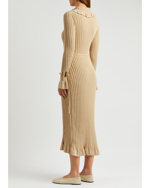 By Malene Birger Natural Gianina Ribbed Cotton-blend Maxi Dress