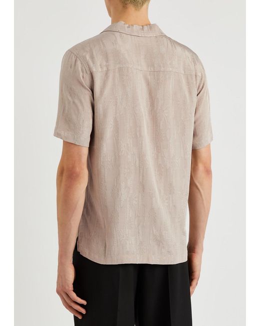 Soulland White Orson Floral-Jacquard Shirt for men