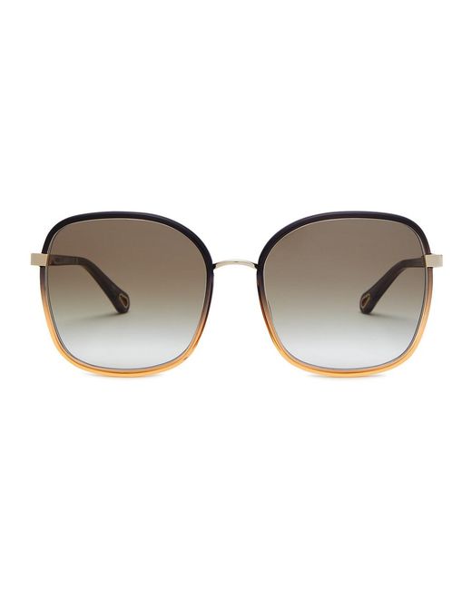 Chloé Brown Two-tone Square-frame Sunglasses