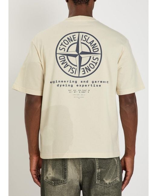 Stone Island Natural Logo-Print Cotton T-Shirt for men