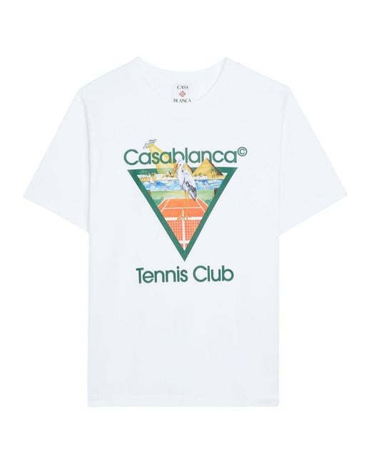Casablanca White Tennis Club Printed Cotton T-Shirt for men