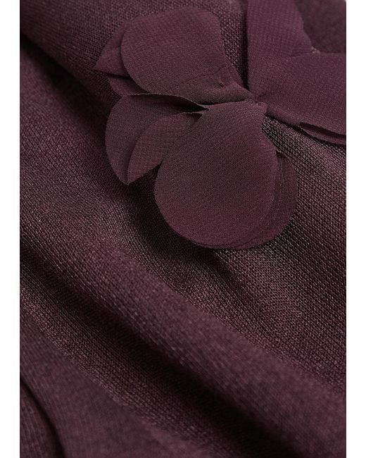 Jonathan Simkhai Purple Cora Floral-Appliquéd Fine-Knit Midi Skirt