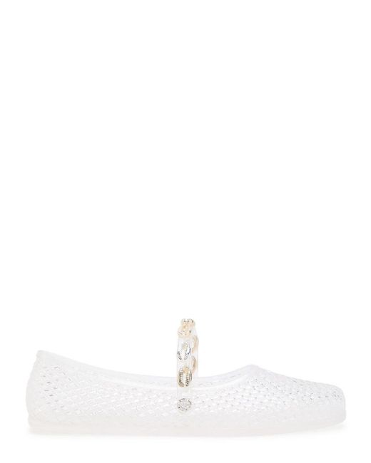 Ancient Greek Sandals White Iro Shell-Embellished Sandals