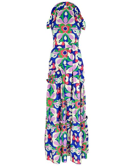 Borgo De Nor Blue Tatiana Floral-print Maxi Dress