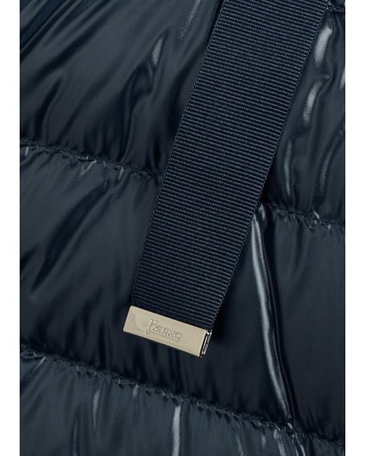 Herno Blue Padded Hooded Glossed Shell Gilet
