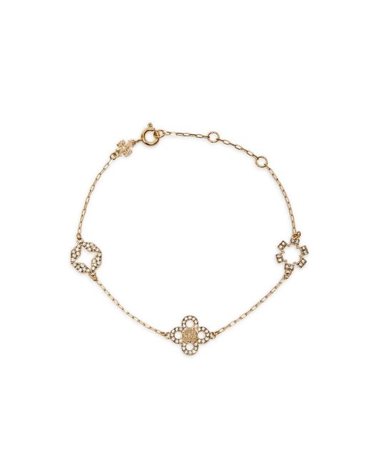 Tory Burch Metallic Kira Clover 18kt -plated Bracelet