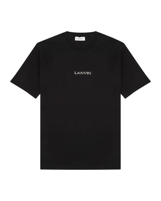 Lanvin Black Logo-embroidered Cotton T-shirt for men