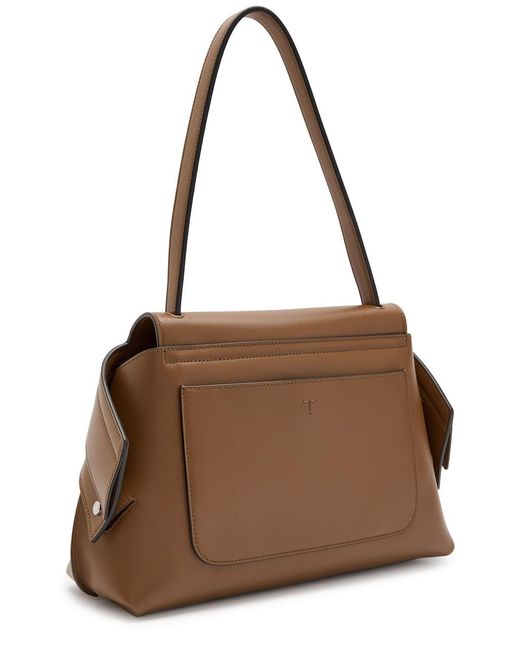 Tod's Brown Wav Monospalla Piccola Leather Tote Bag