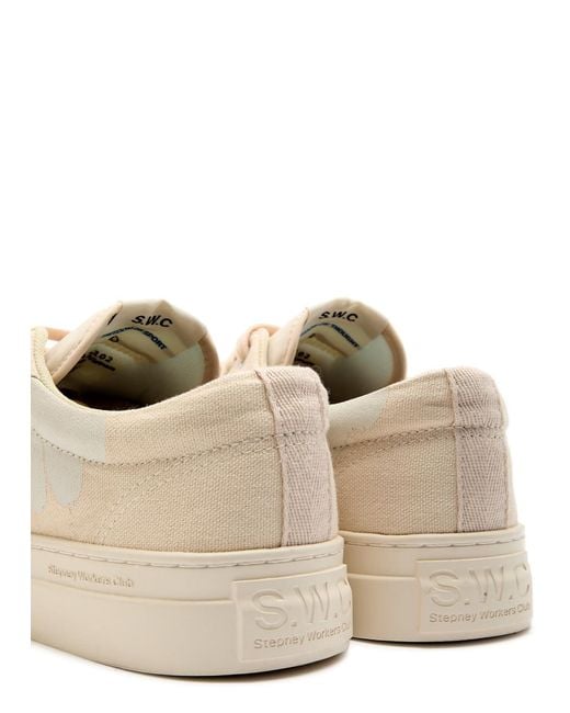 Stepney Workers Club White Dellow Printed Canvas Sneakers for men