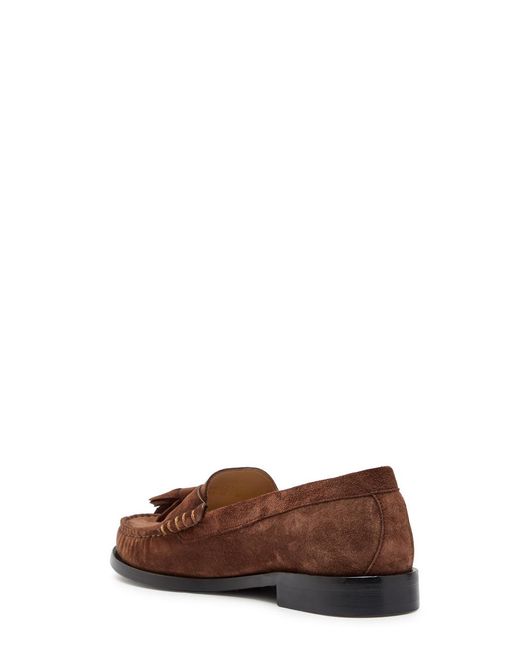 Stuart Weitzman Brown Lottie Tassel Suede Loafers