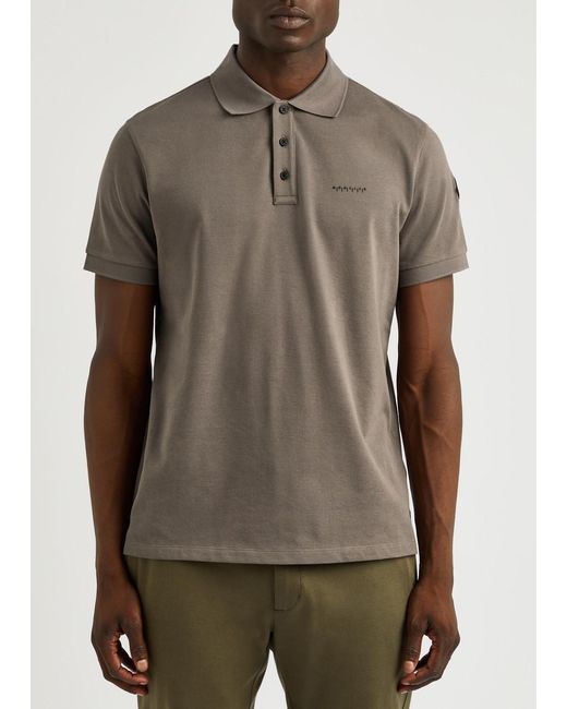 Moncler Gray Logo Piqué Cotton Polo Shirt for men