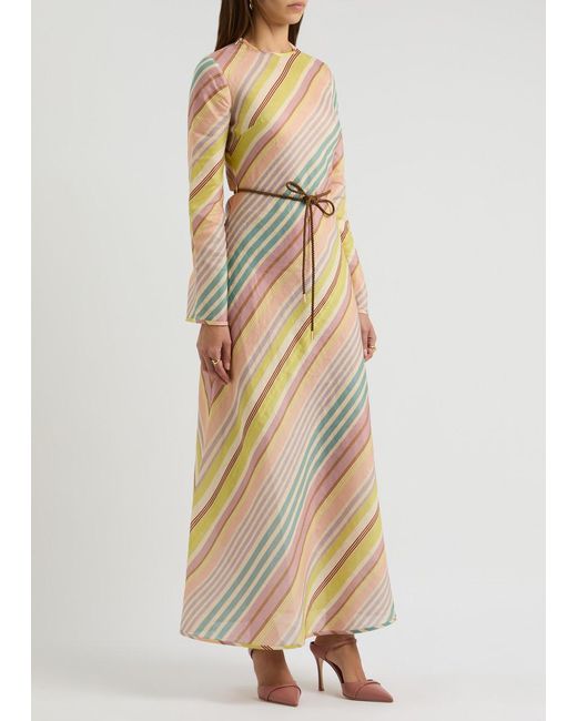 Zimmermann Natural Halliday Striped Linen Maxi Dress