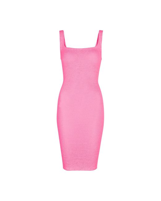 Hunza G Pink Seersucker Dress, Dress, Nylon