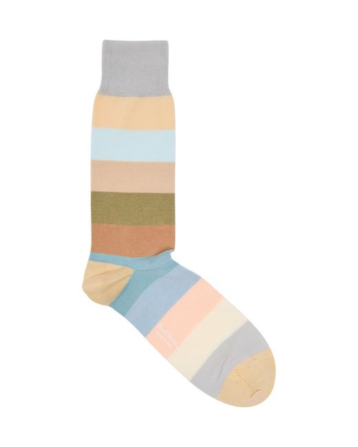 Paul Smith White Jonathan Striped Cotton-Blend Socks for men