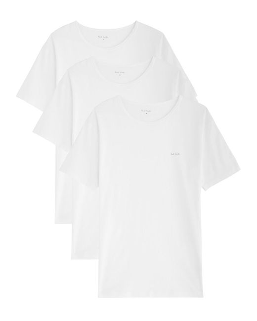 Paul Smith White Logo-Print Cotton T-Shirt for men