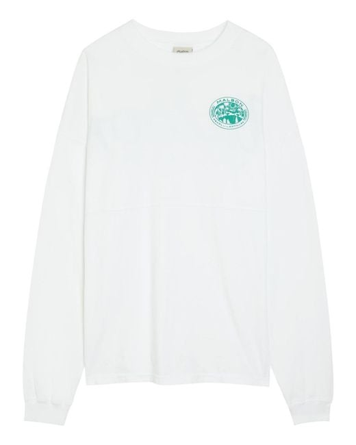 Malbon White Horizon Printed Long-Sleeve Cotton T-Shirt for men