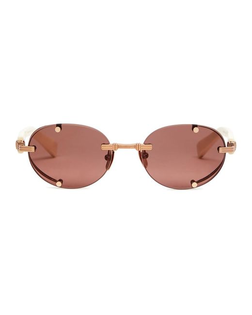 BALMAIN EYEWEAR Pink Monsieur Rimless Oval-frame Sunglasses