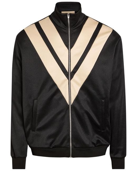 Valentino Garavani Black Panelled Jersey Track Jacket for men