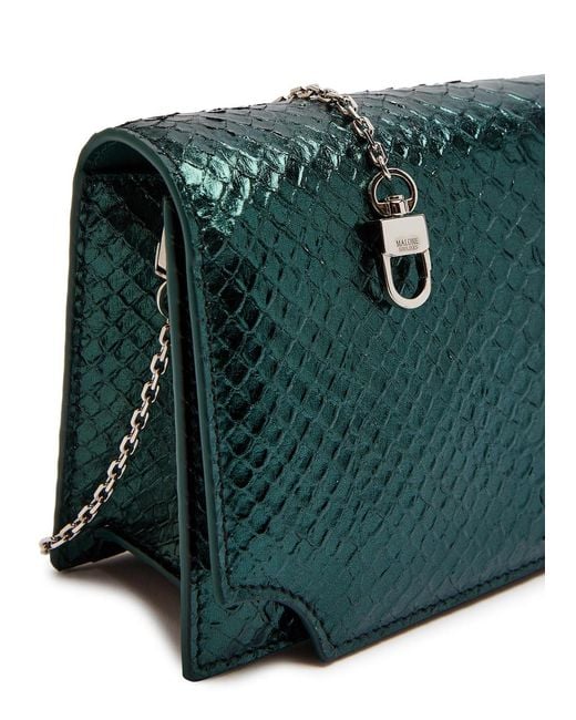 Malone Souliers Green Vivien Python-Effect Leather Clutch
