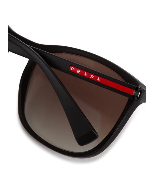 Prada Linea Rossa Brown Matte Square-frame Sunglasses